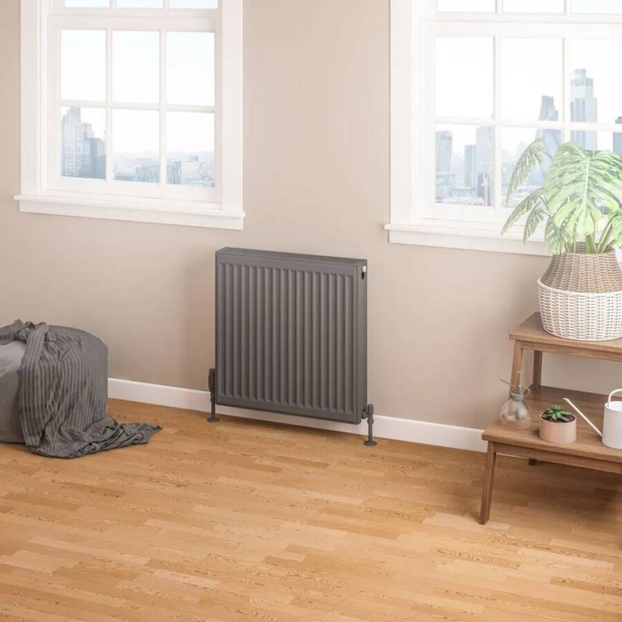 Eastbrook Keynsham paneelradiator met streep 60x60cm 1183W antraciet