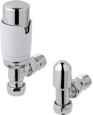 Eastbrook Valve radiator aansluitset haaks met thermostaat chroom wit