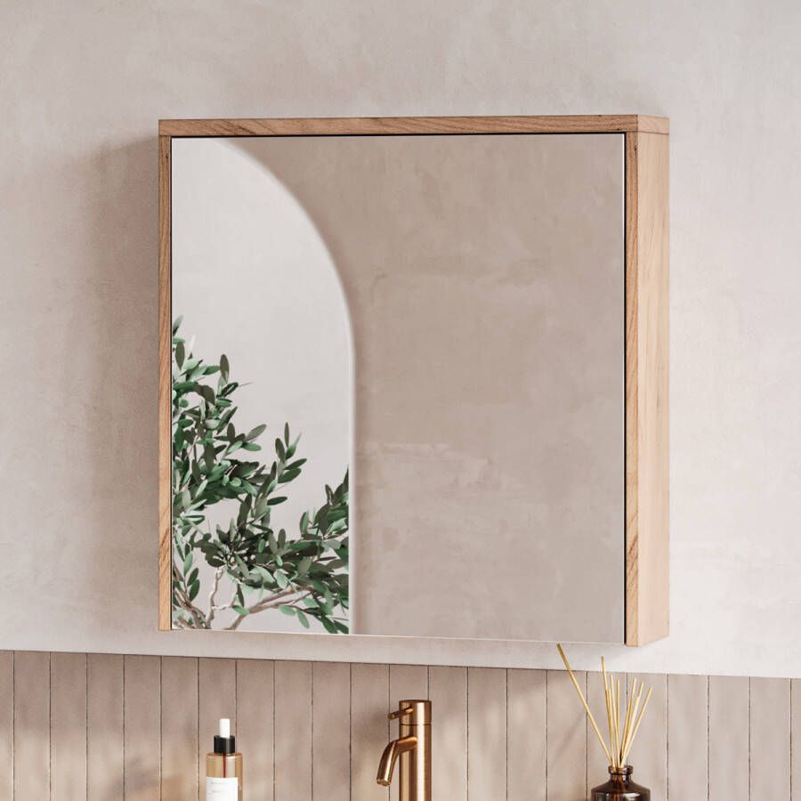 Fontana Basic spiegelkast 60cm met 1 deur warm eiken