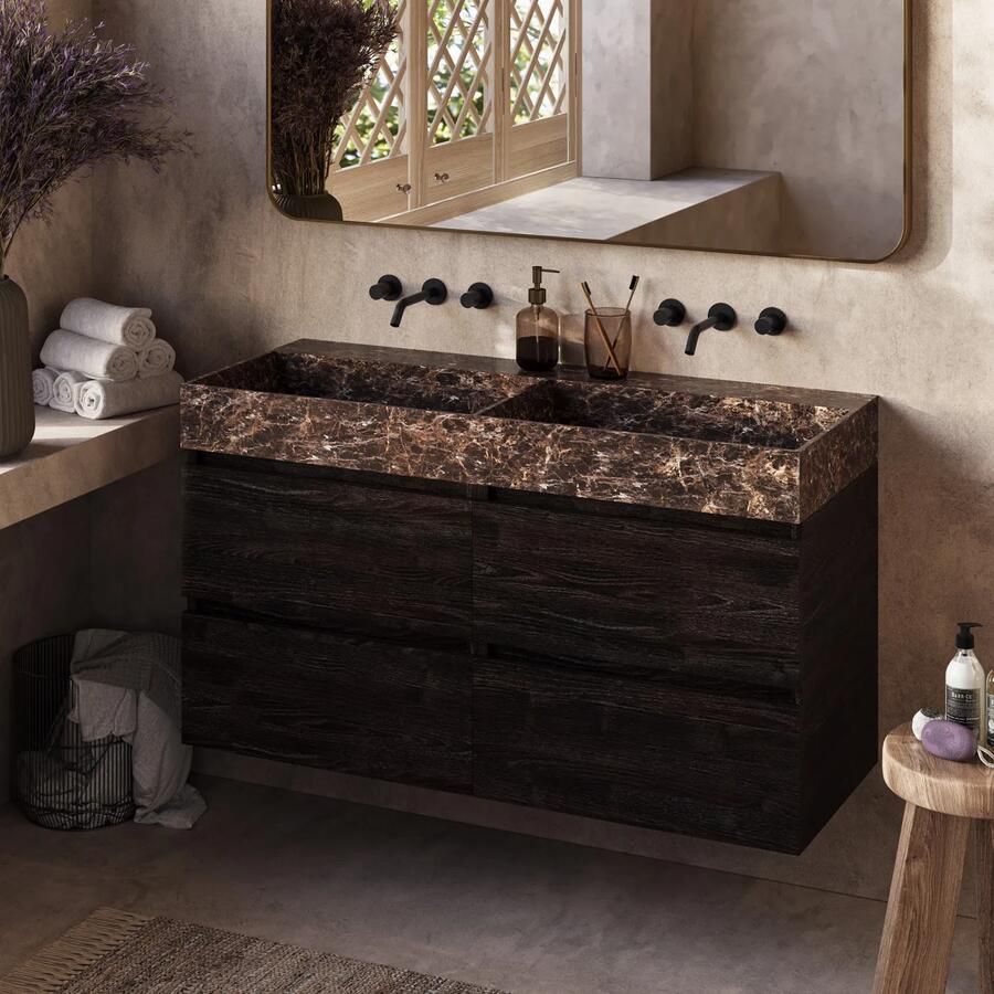 Fontana Dark Emperador badkamermeubel kasteel bruin 120cm zonder kraangat