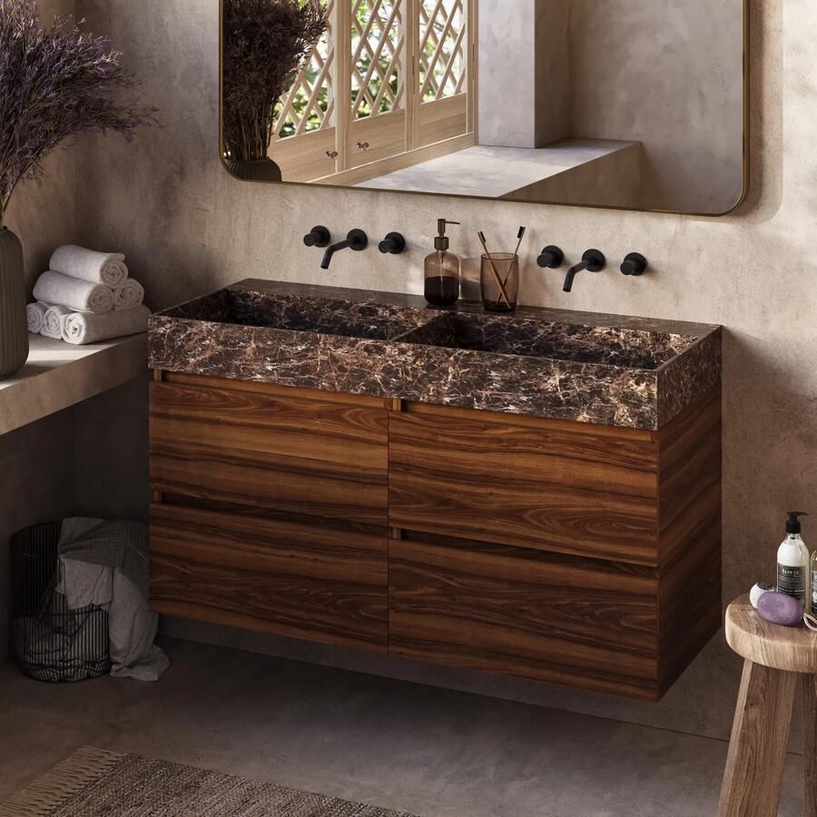 Fontana Dark Emperador badkamermeubel walnoot 120cm zonder kraangat