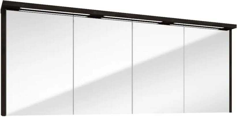 Fontana Grado spiegelkast met verlichting 157cm 4 deuren kasteel bruin