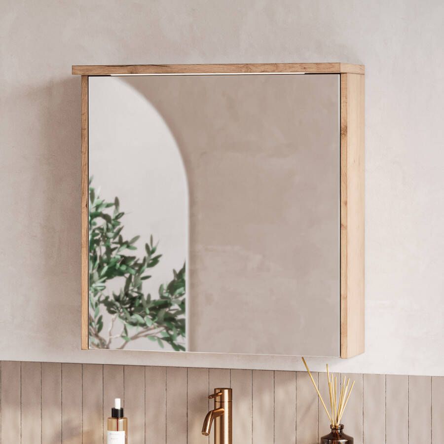 Fontana Grado spiegelkast met verlichting 60cm 1 deur warm eiken