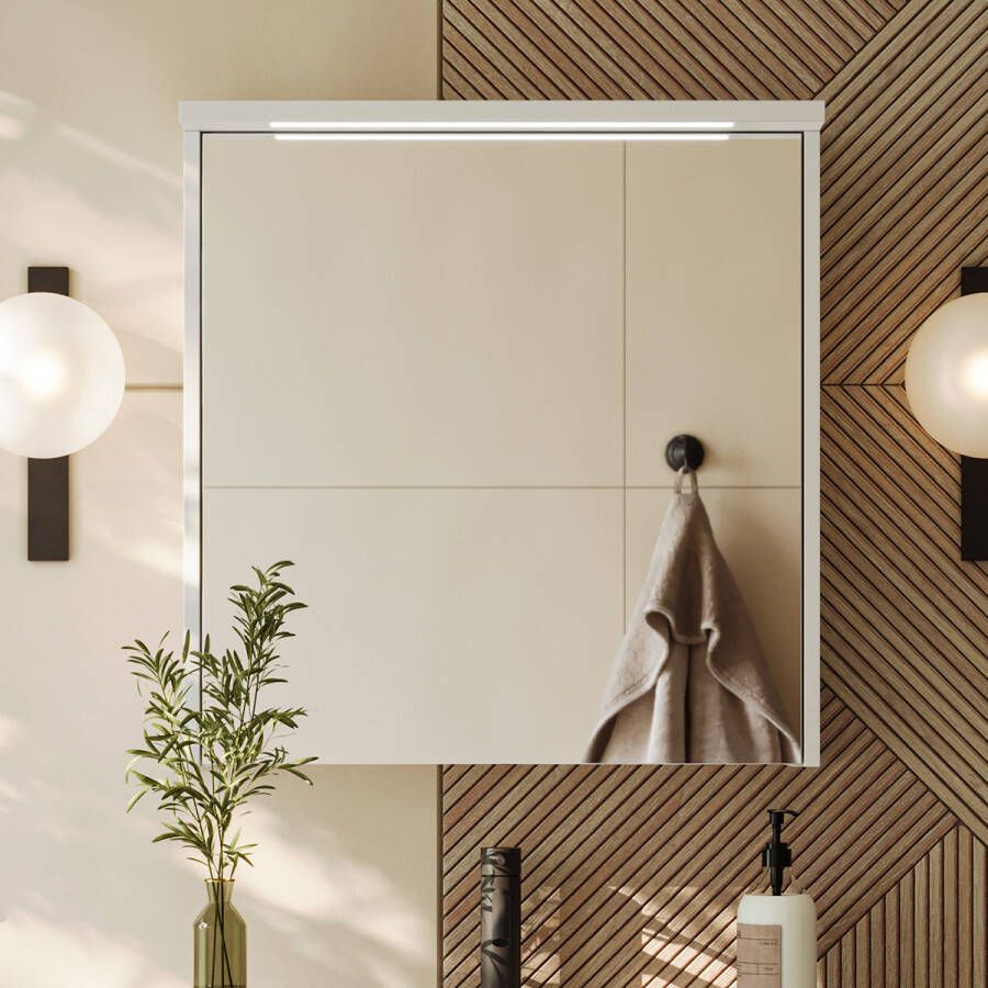 Fontana Grado spiegelkast met verlichting 60cm 1 deur wit mat