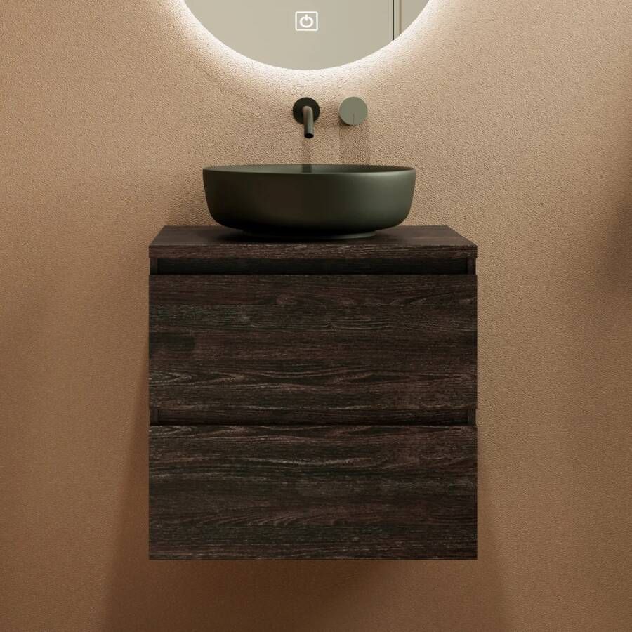 Fontana Proma badmeubel 60cm met zwarte waskom kasteel bruin