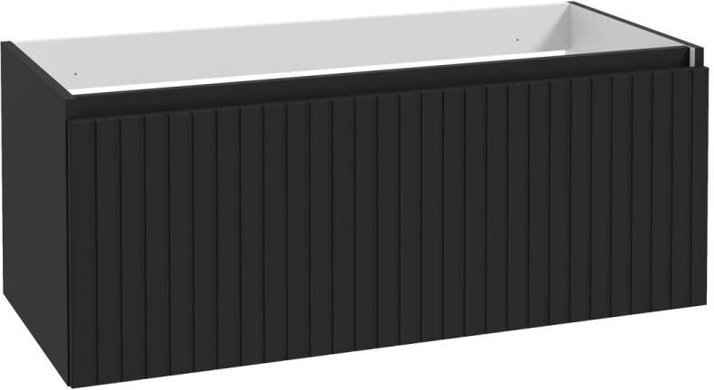 Fontana SHOWMODEL: Versus onderkast 100cm met 1 softclose lade en ribbelfront zwart mat