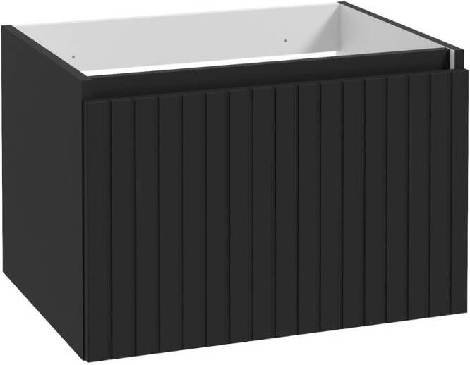 Fontana Versus onderkast 60cm met 1 softclose lade en ribbelfront zwart mat