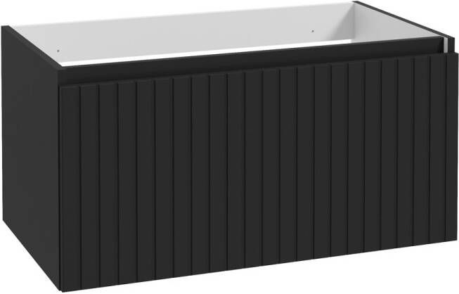 Fontana Versus onderkast 80cm met 1 softclose lade en ribbelfront zwart mat