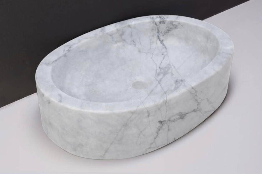 Forzalaqua Firenze waskom 50x30x12cm Ovaal Natuursteen Carrara gepolijst 100436