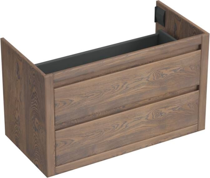 Forzalaqua Gela 2.0 wastafelonderkast 100x51x60cm met 2 softclose greeploze lades Massief Eiken Havanna 8071255