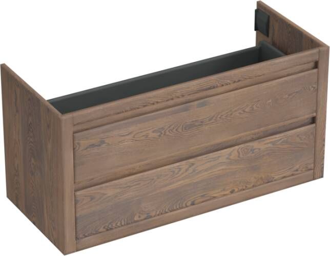 Forzalaqua Gela 2.0 wastafelonderkast 120x51x60cm met 2 softclose greeploze lades Massief Eiken Havanna 8071260