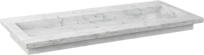 Forzalaqua Nova wastafel 100.5x51.5x9.5cm Rechthoek 2 kraangaten Natuursteen Carrara gepolijst 8010831
