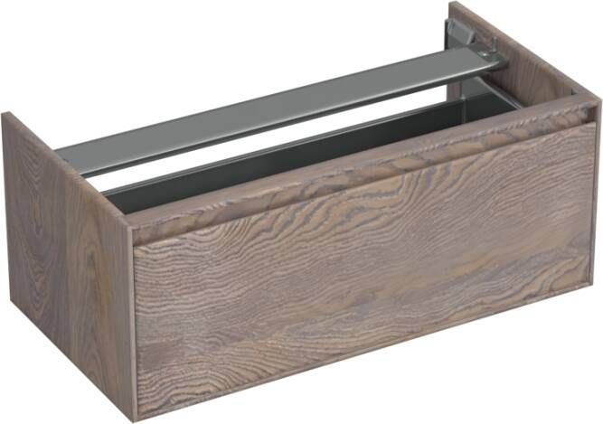 Forzalaqua Reno 2.0 wastafelonderkast 100x51x40cm met 1 softclose greeploze lade Massief Eiken Silver Grey 8071635
