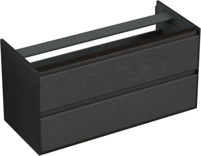 Forzalaqua Reno 2.0 wastafelonderkast 120x51x60cm met 2 softclose greeploze lades Massief Eiken Black oiled 8070240