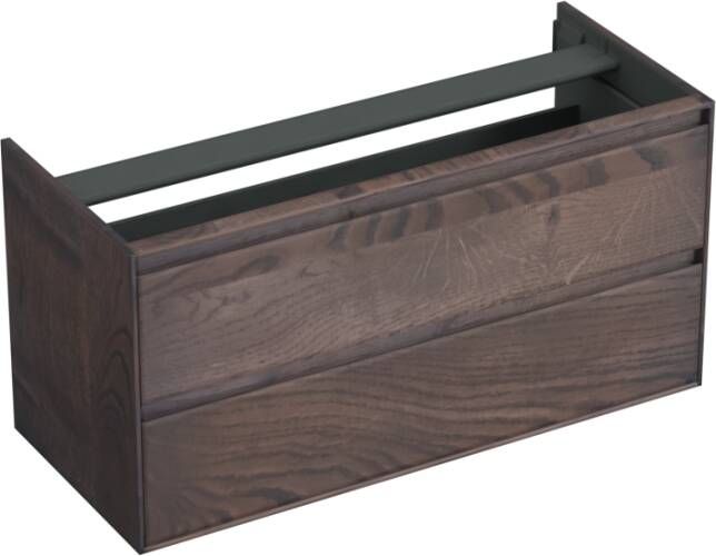 Forzalaqua Reno 2.0 wastafelonderkast 120x51x60cm met 2 softclose greeploze lades Massief Eiken Charcoal 8072245