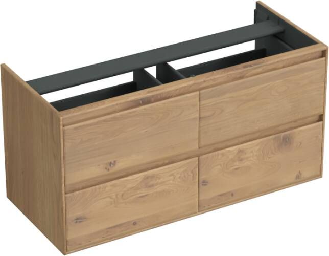 Forzalaqua Reno 2.0 wastafelonderkast 120x51x60cm met 4 softclose greeploze lades Massief Eiken Oyster 8071110