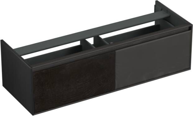 Forzalaqua Reno 2.0 wastafelonderkast 140x51x40cm met 2 softclose greeploze lades Massief Eiken Black oiled 8070215