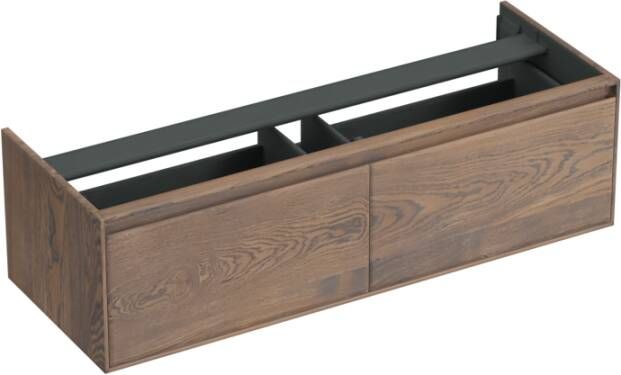 Forzalaqua Reno 2.0 wastafelonderkast 140x51x40cm met 2 softclose greeploze lades Massief Eiken Havanna 8071365