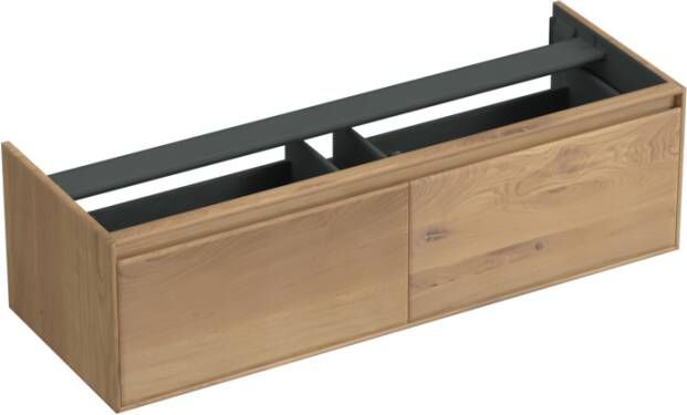 Forzalaqua Reno 2.0 wastafelonderkast 140x51x40cm met 2 softclose greeploze lades Massief Eiken Oyster 8071080