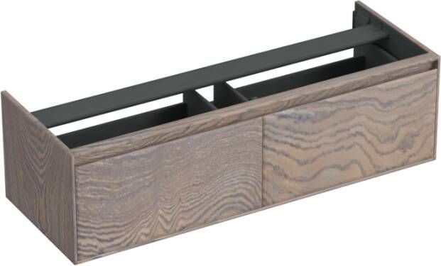 Forzalaqua Reno 2.0 wastafelonderkast 140x51x40cm met 2 softclose greeploze lades Massief Eiken Silver Grey 8071650