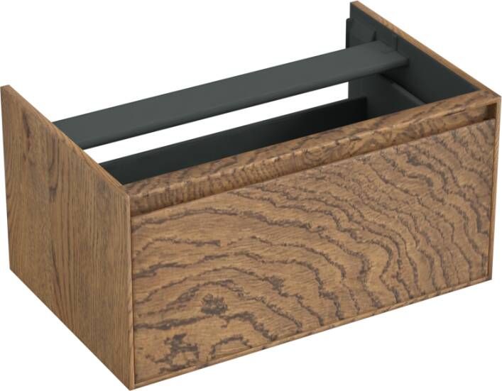 Forzalaqua Reno 2.0 wastafelonderkast 80x51x40cm met 1 softclose greeploze lade Massief Eiken Castle Brown 8070775