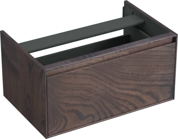Forzalaqua Reno 2.0 wastafelonderkast 80x51x40cm met 1 softclose greeploze lade Massief Eiken Charcoal 8072200