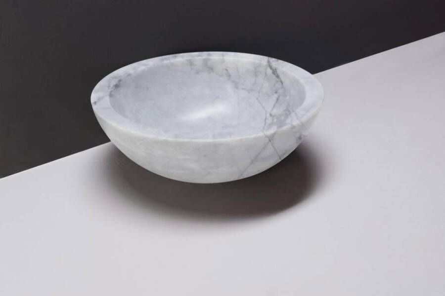 Forzalaqua Roma waskom 40x40x15cm Rond Natuursteen Carrara gepolijst 100438
