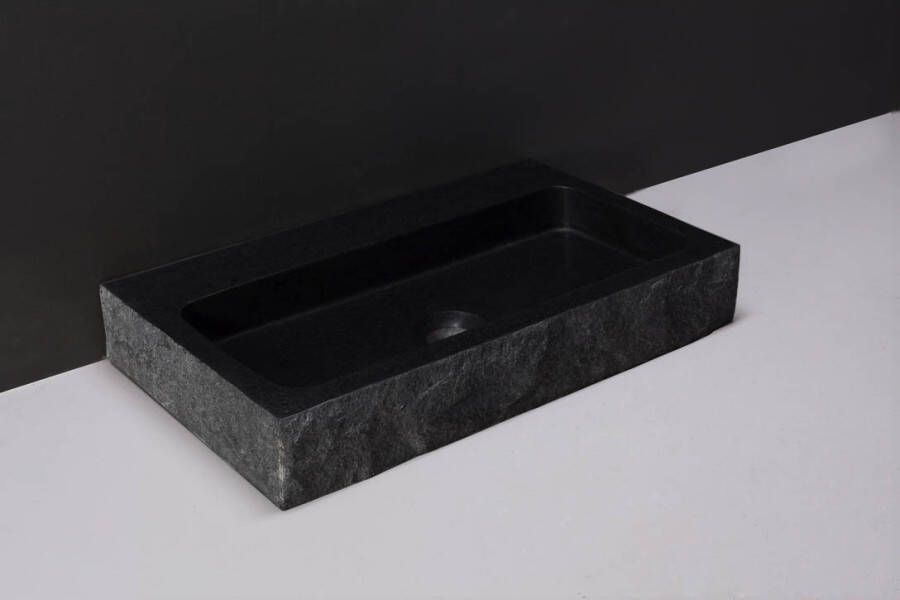 Forzalaqua Taranto wastafel 50x30x8cm Rechthoek 1 kraangat Natuursteen Graniet gezoet & gekapt 8010317