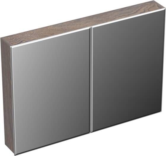 Forzalaqua Uni spiegelkast 100x68.5x12.5cm 2 draaideuren dubbelzijdig spiegelend Massief Eiken Silver Grey 8071800