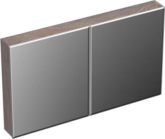 Forzalaqua Uni spiegelkast 120x68.5x12.5cm 2 draaideuren dubbelzijdig spiegelend Massief Eiken Silver Grey 8071805