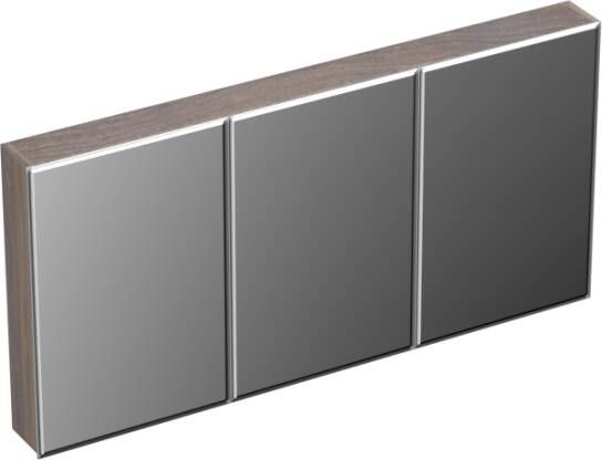 Forzalaqua Uni spiegelkast 140x68.5x12.5cm 3 draaideuren dubbelzijdig spiegelend Massief Eiken Silver Grey 8071810