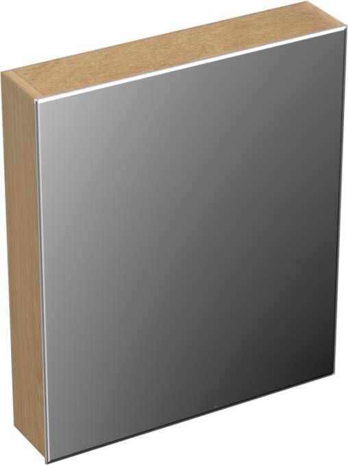 Forzalaqua Uni spiegelkast 59.5x68.5x12.5cm 1 draaideur links dubbelzijdig spiegelend Massief Eiken Smoke 8072075
