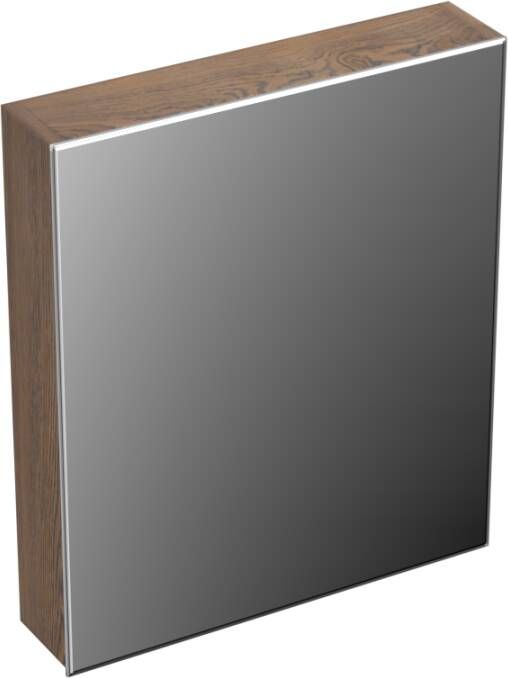 Forzalaqua Uni spiegelkast 59.5x68.5x12.5cm 1 draaideur rechts dubbelzijdig spiegelend Massief Eiken Havanna 8071506