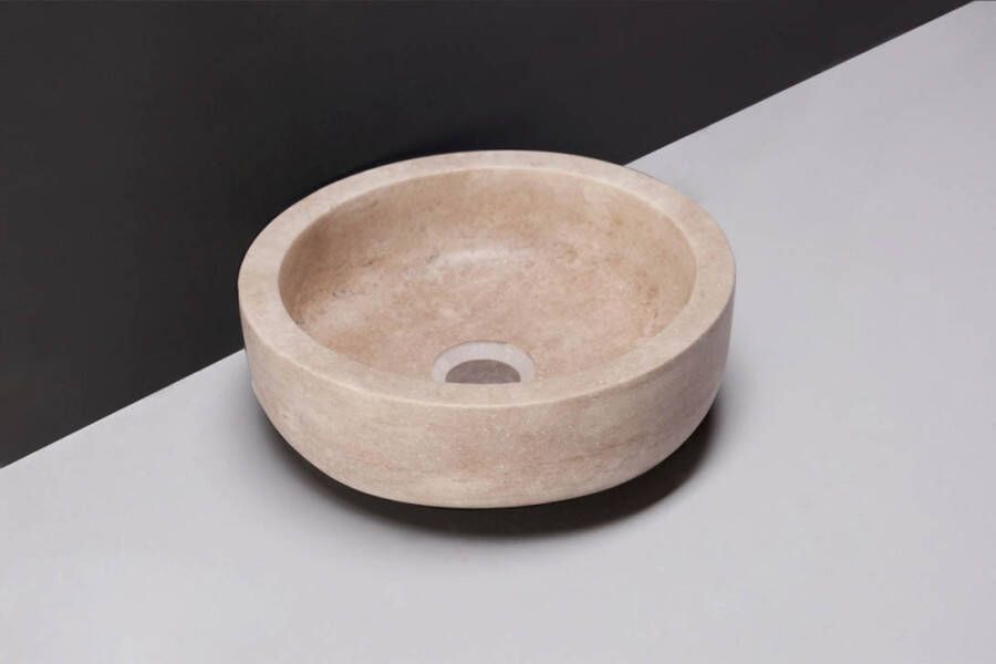 Forzalaqua Verona Xs waskom 30x30x10cm Rond Natuursteen Travertin gezoet 100365