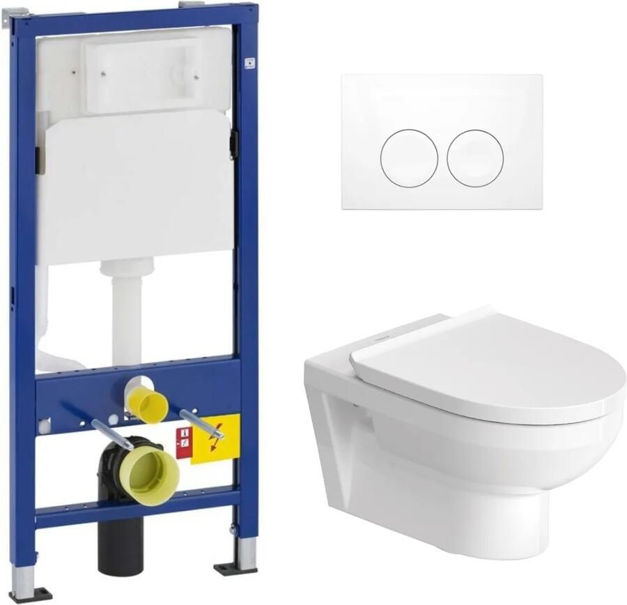 Geberit UP100 toiletset met Duravit No. 1 randloos toilet wit glans en softclose zitting