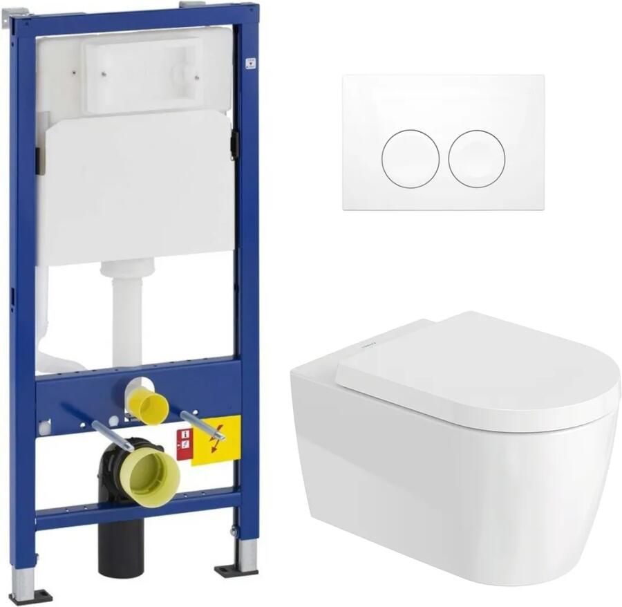 Geberit UP100 toiletset met Duravit Starck Me randloos toilet wit glans en softclose zitting
