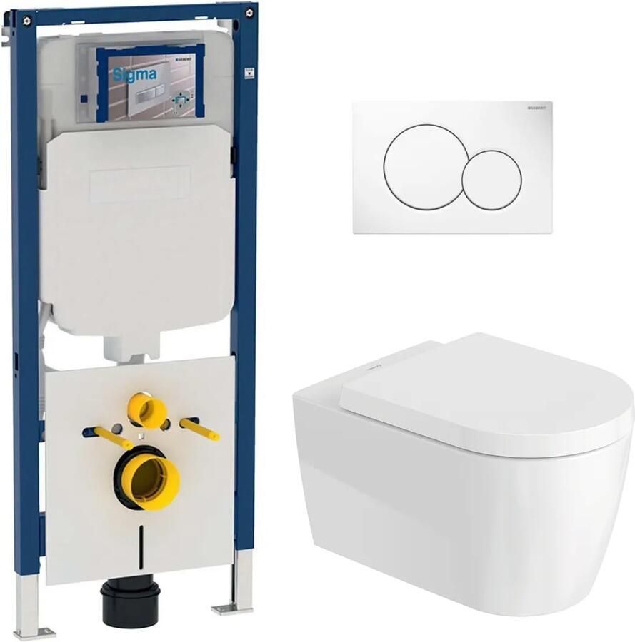 Geberit UP720 toiletset met Duravit Starck Me randloos toilet wit glans en softclose zitting
