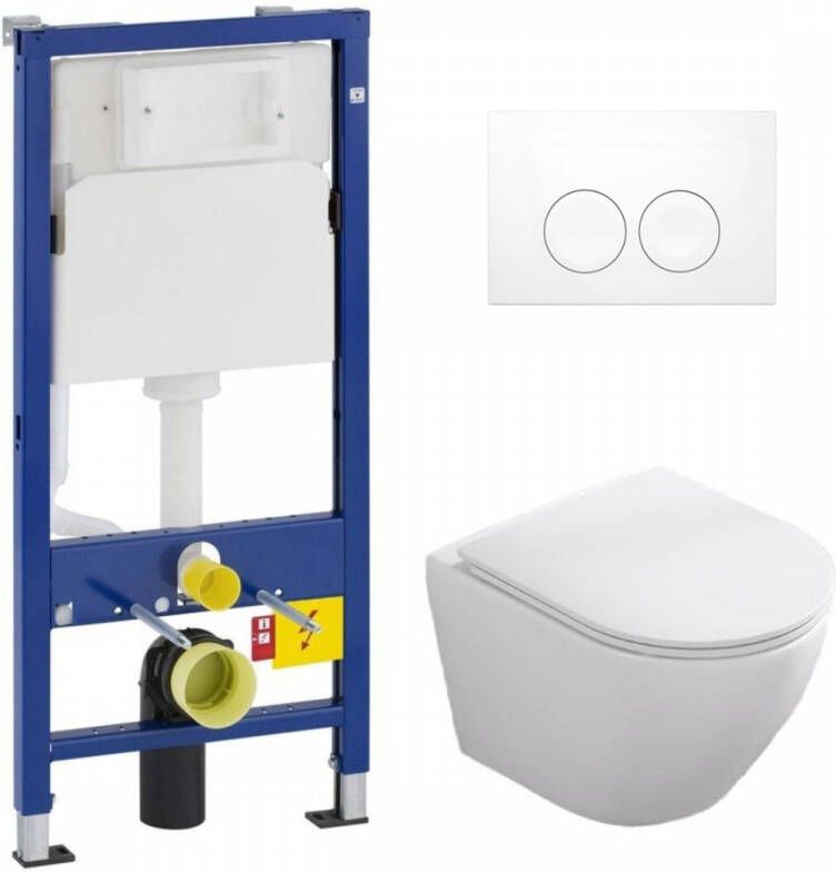 Geberit UP100 toiletset met Saniclear Itsie witte toiletpot randloos met softclose zitting