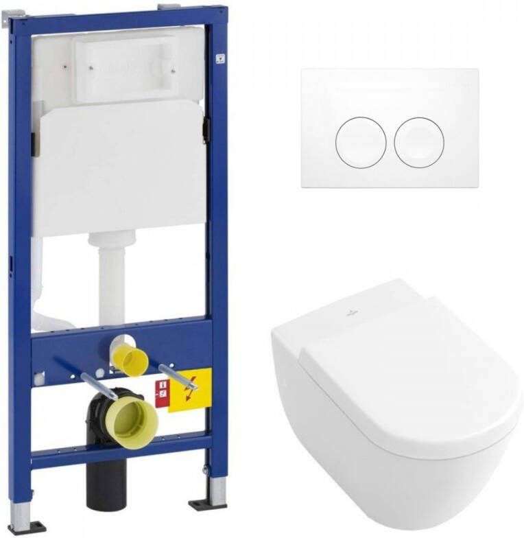 Geberit UP100 toiletset met Villeroy en Boch Subway 2.0 Direct Flush wandcloset en zitting