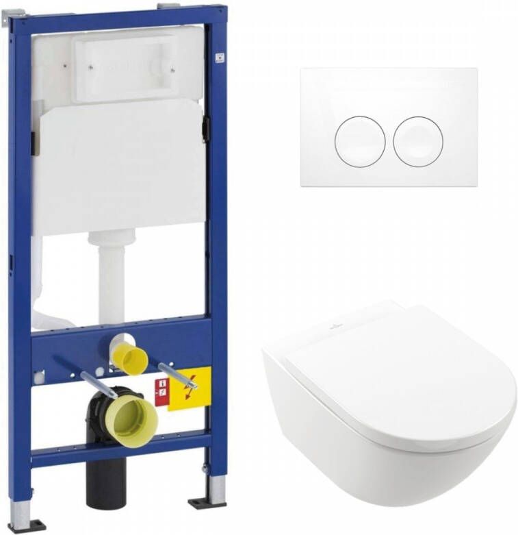 Geberit UP100 toiletset met Villeroy en Boch Subway 3.0 randloos toilet met softclose zitting wit