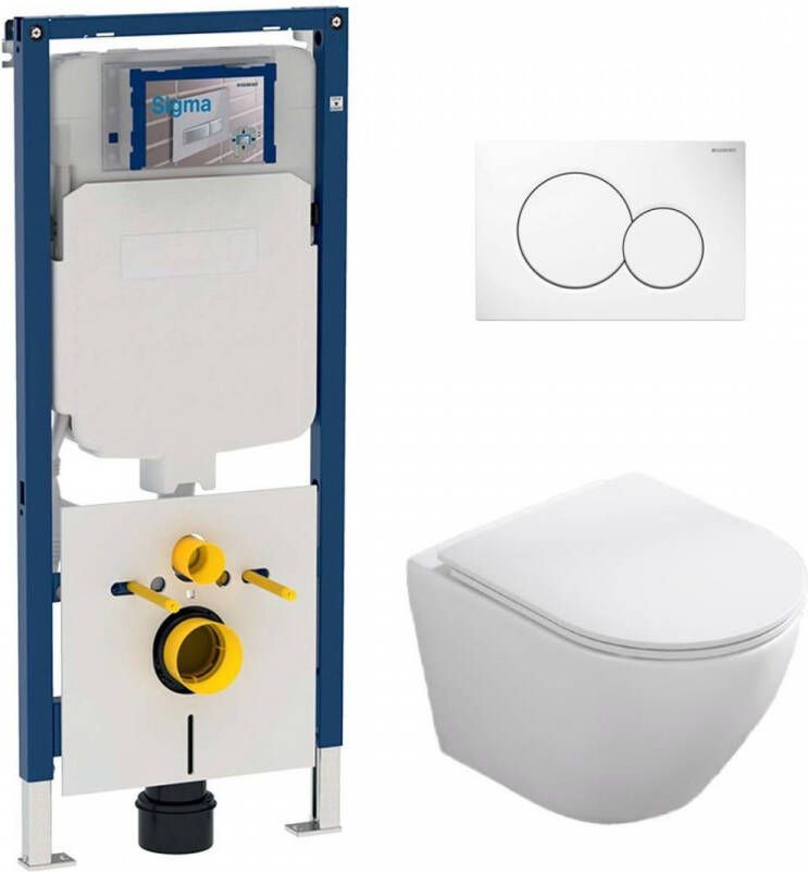 Geberit UP720 toiletset met Saniclear Itsie witte toiletpot randloos met softclose zitting