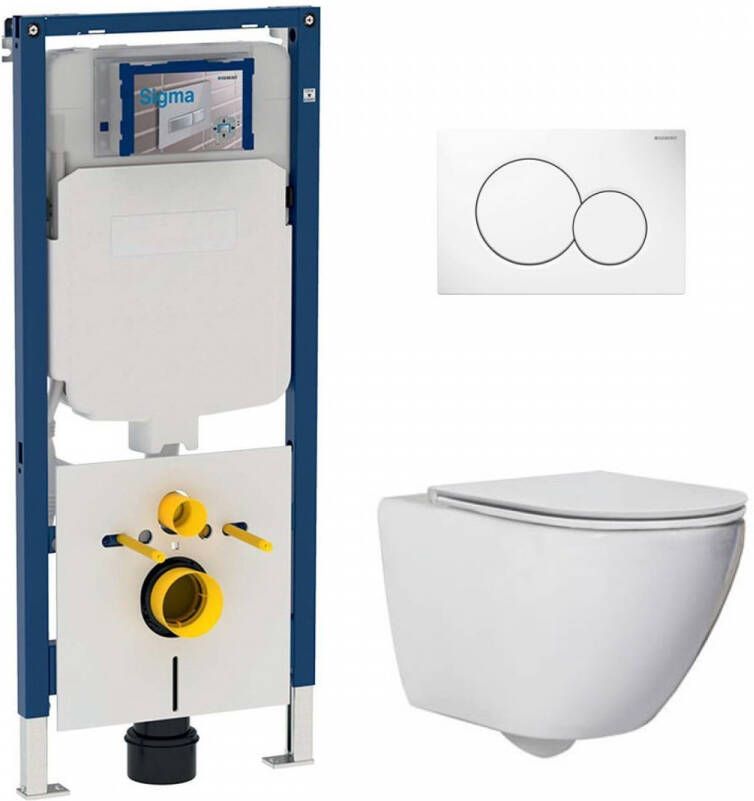 Geberit UP720 toiletset met Saniclear Jama Compact randloos toilet en softclose zitting