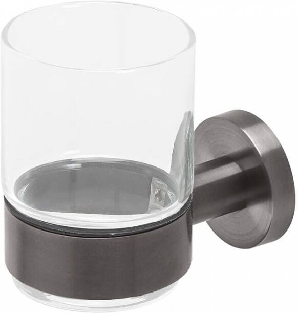 Geesa Nemox Glashouder met glas Zwart metaal geborsteld 916502-09