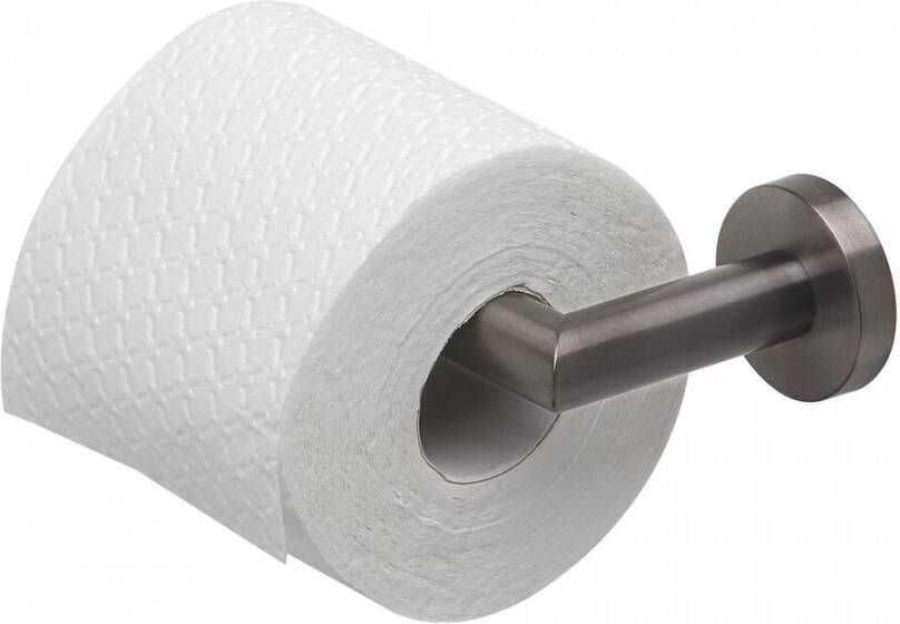 GEESA Nemox toiletrolhouder ronde buis ronde afdekrozet zonder klep hxdxl 48x87x151mm zwart metaal geborsteld