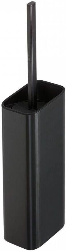 Geesa Shift Toiletborstel met houder Zwart metaal geborsteld (zwarte deksel en borstel) 9199110906