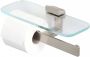 Geesa Shift Toiletrolhouder dubbel RVS geborsteld met planchet van transparant glas 91994805 - Thumbnail 2