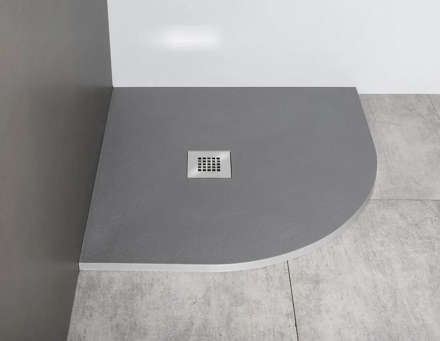 Gelco Mitia kwartronde douchebak stone-look 90x90cm grijs