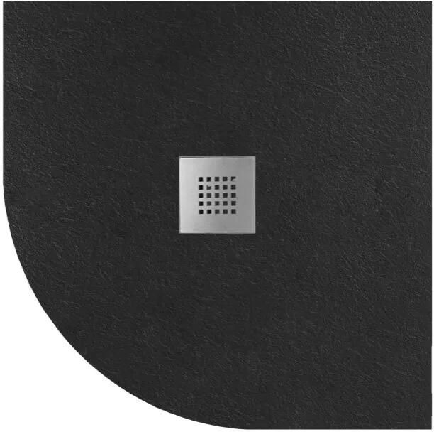 Gelco Mitia kwartronde douchebak stone-look 90x90cm zwart