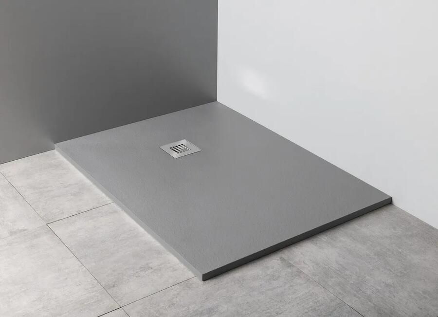 Gelco Mitia rechthoekige douchebak stone-look 120x70cm grijs