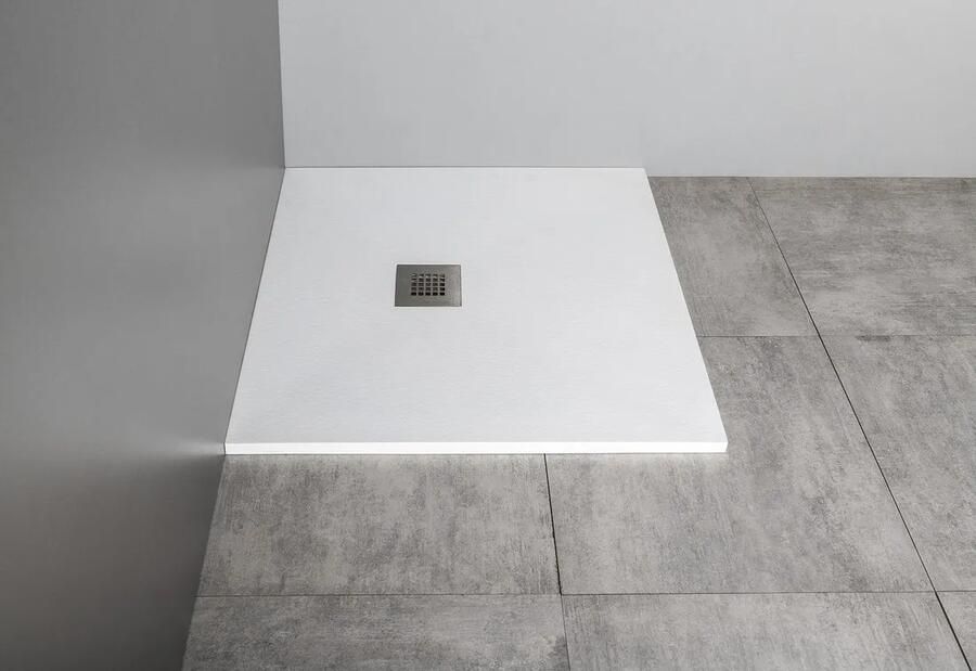 Gelco Mitia rechthoekige douchebak stone-look 140x100cm wit